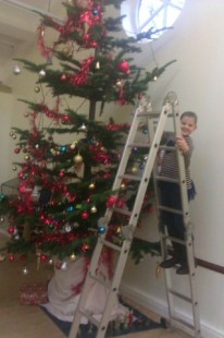 Decorating the community Christmas tree